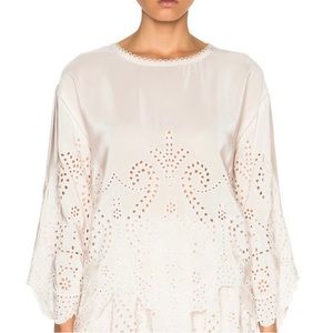 ULLA JOHNSON Silk Eyelet Althea Top Size 6